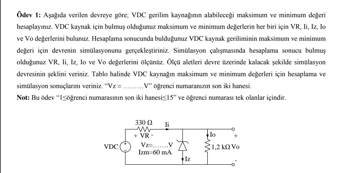 dev 1 : A a da verilen devreye g re; VDC gerilim