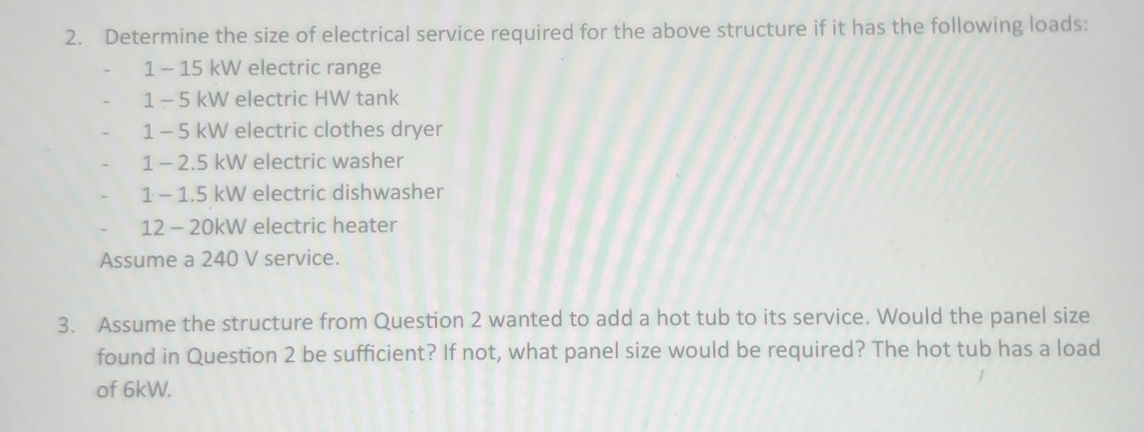 Determine the size of electrical service required