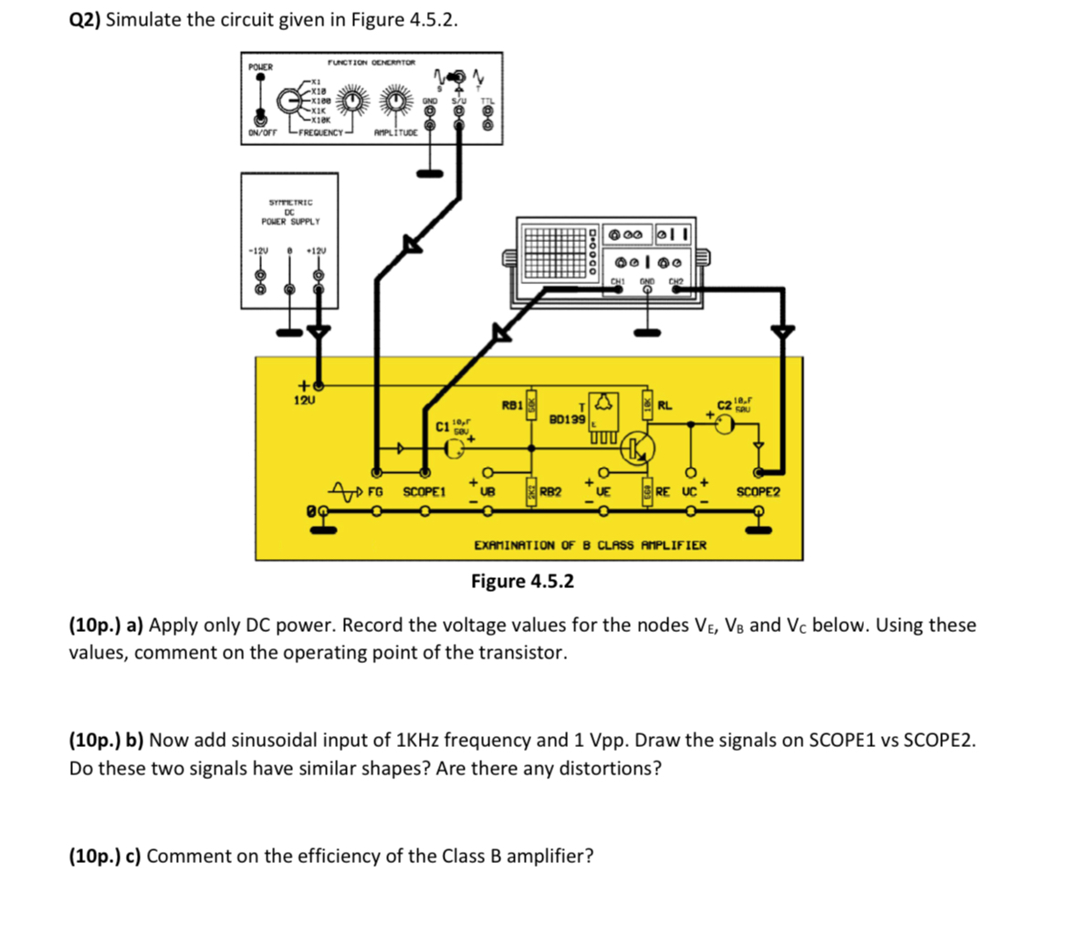 Q 2 ) Simulate the circuit given in Figure 4 . 5
