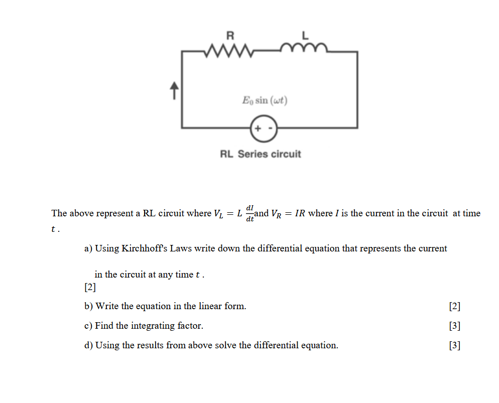The above represent a RL circuit where V _ ( L )