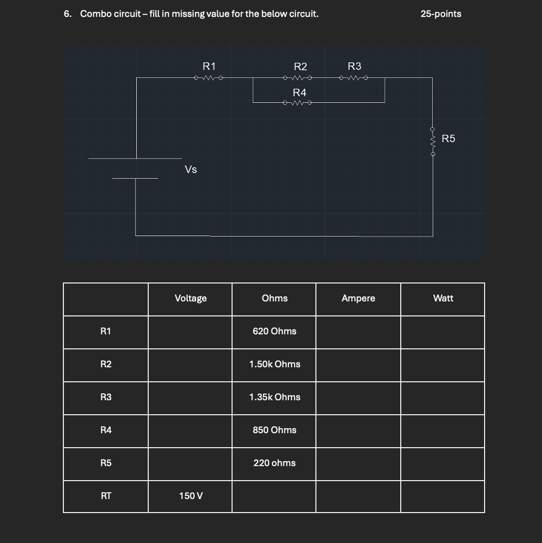 6 . Combo circuit - fill in missing value for the