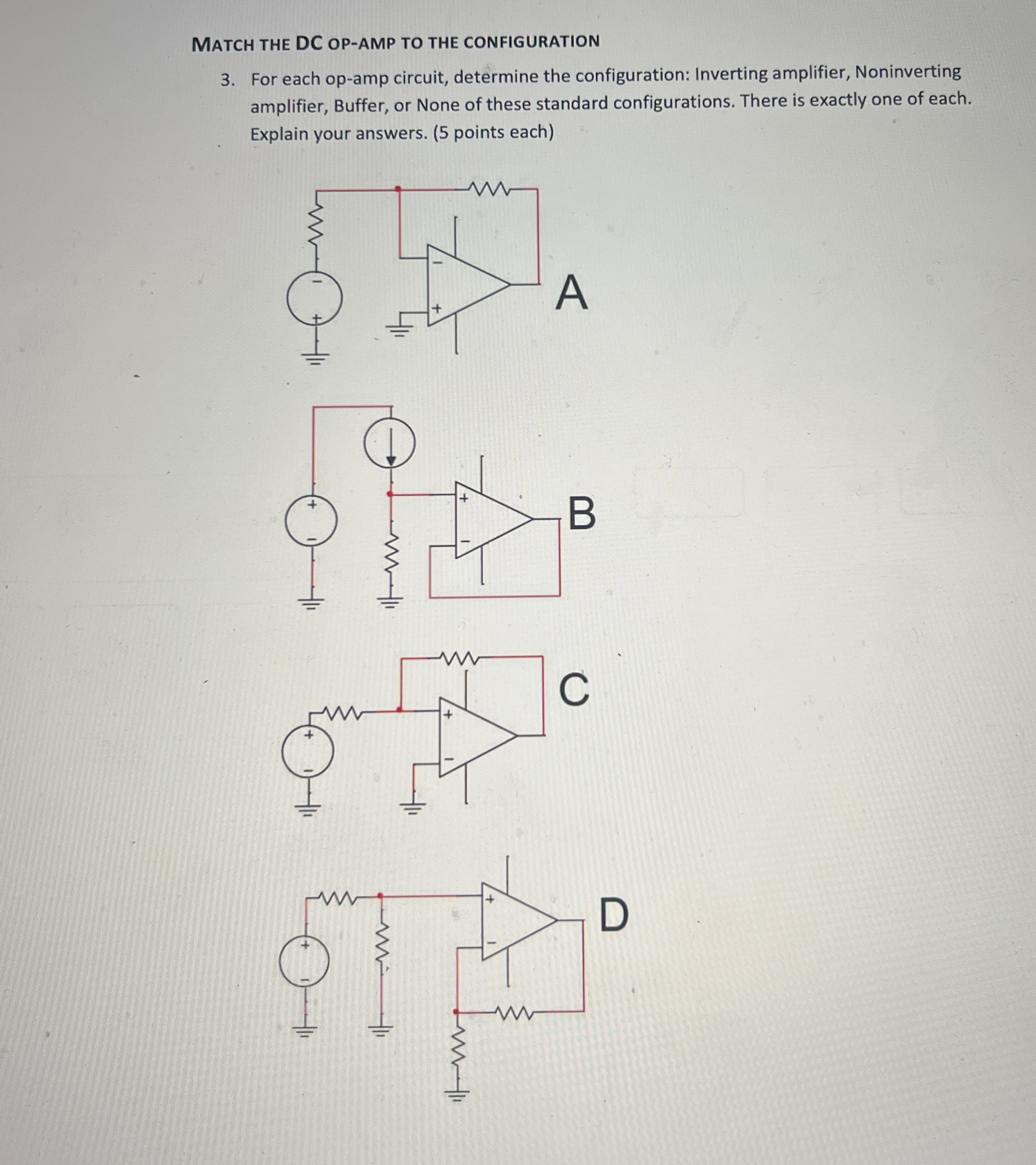 MATCH THE DC OP - AMP TO THE CONFIGURATION 3 .