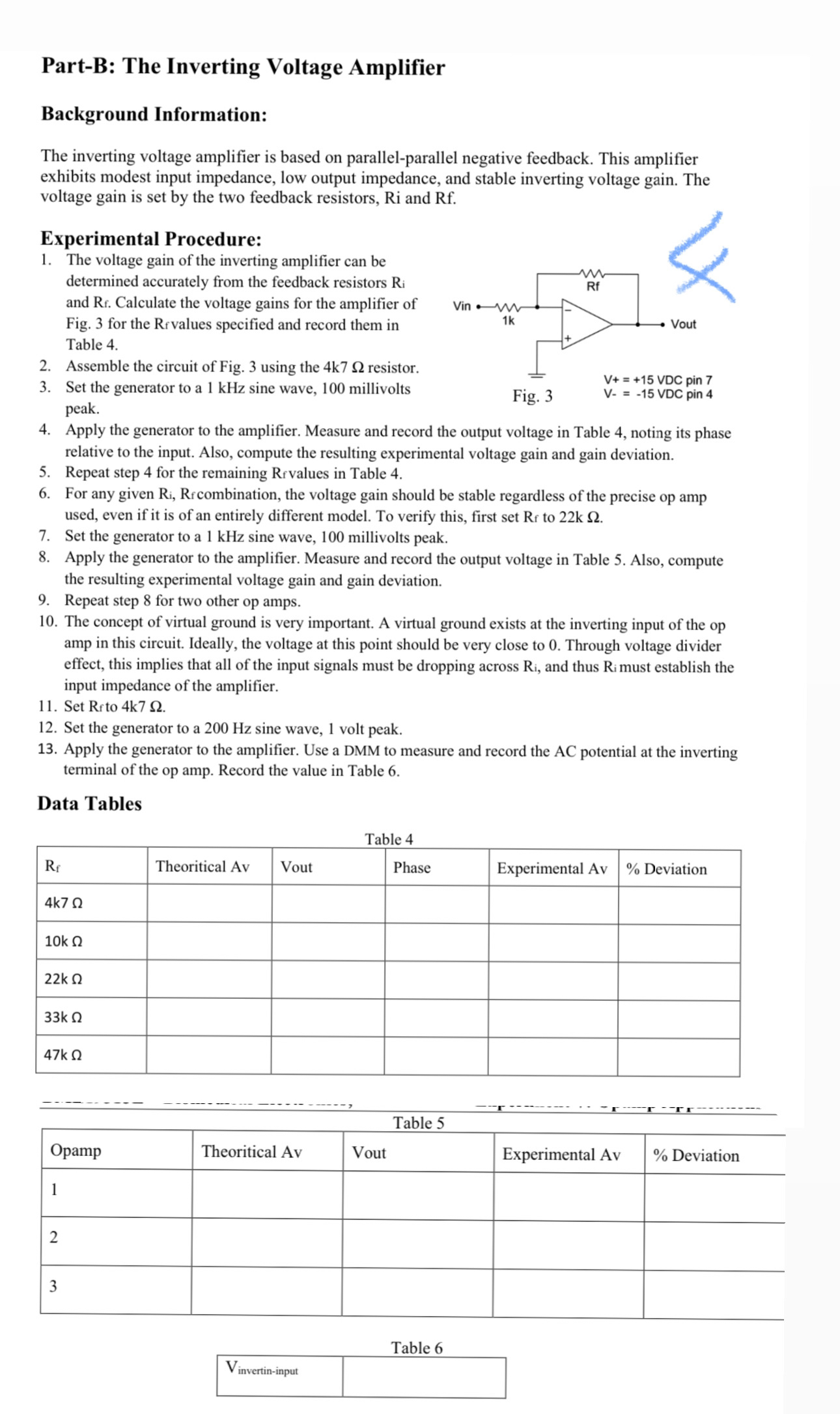 Part - B: The Inverting Voltage Amplifier