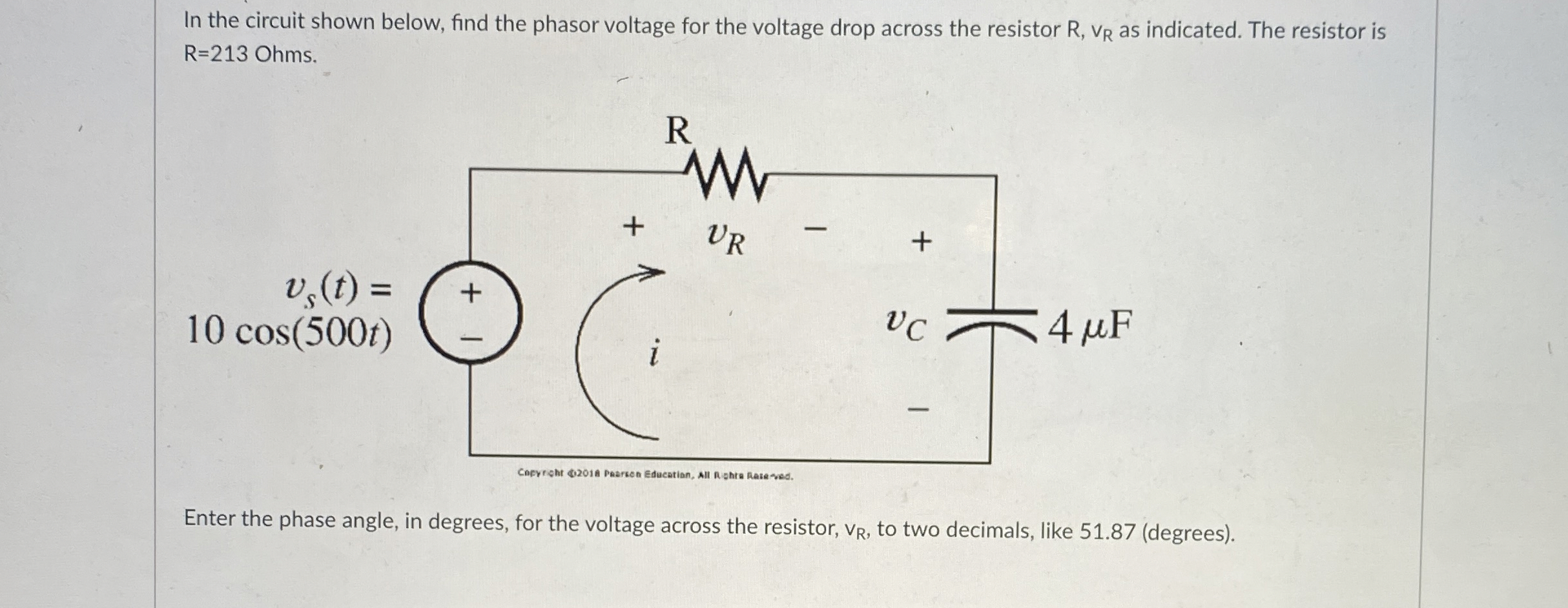 In the circuit shown below, find the phasor