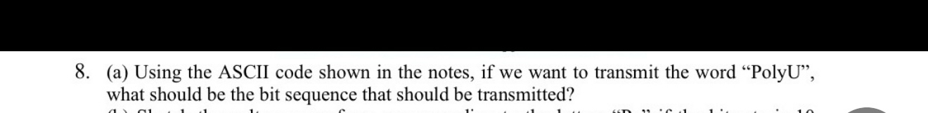 ( a ) Using the ASCII code shown in the notes, if