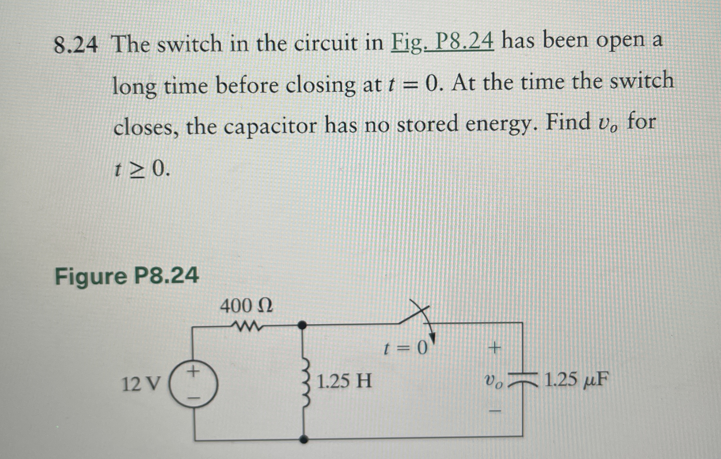 8 . 2 4 The switch in the circuit in Fig. P 8 . 2