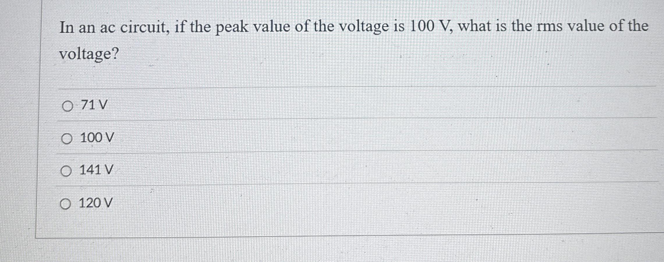 In an ac circuit, if the peak value of the