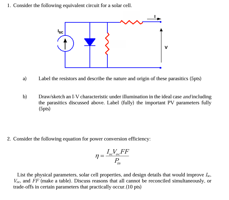 1 . Consider the following equivalent circuit for