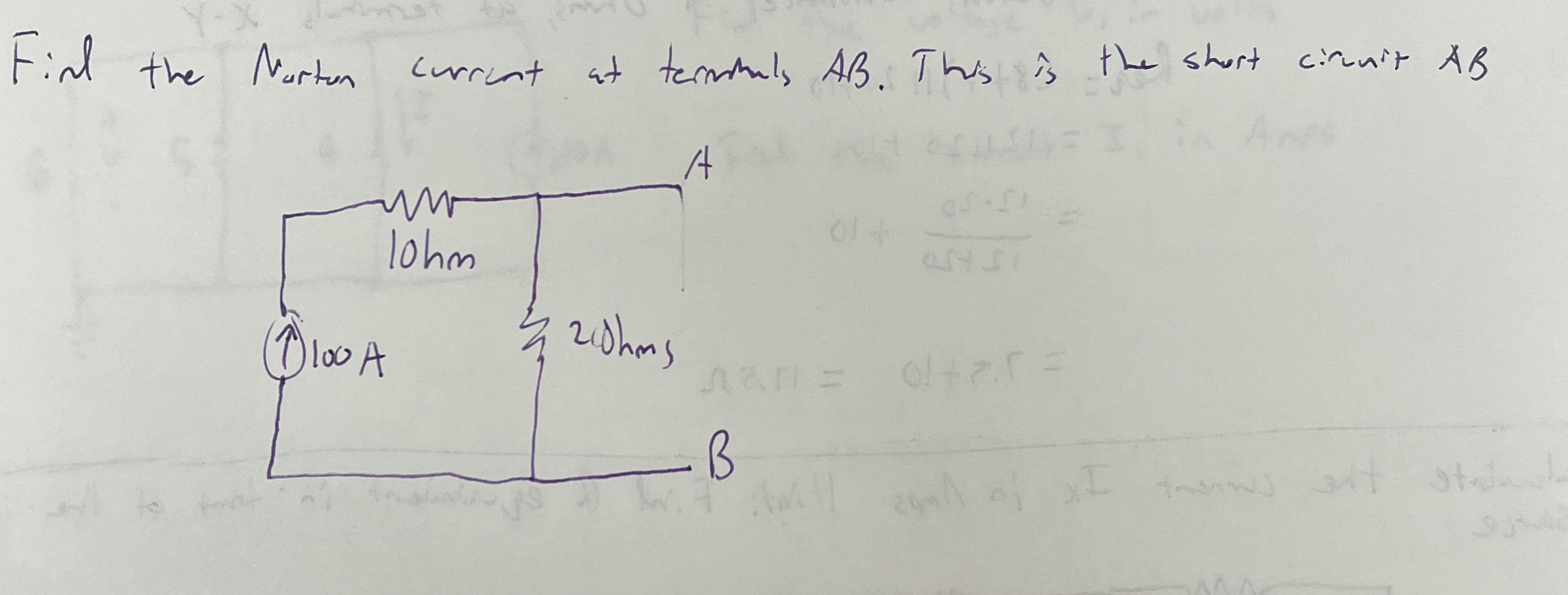 Finl the Norton current at termals A B . This is