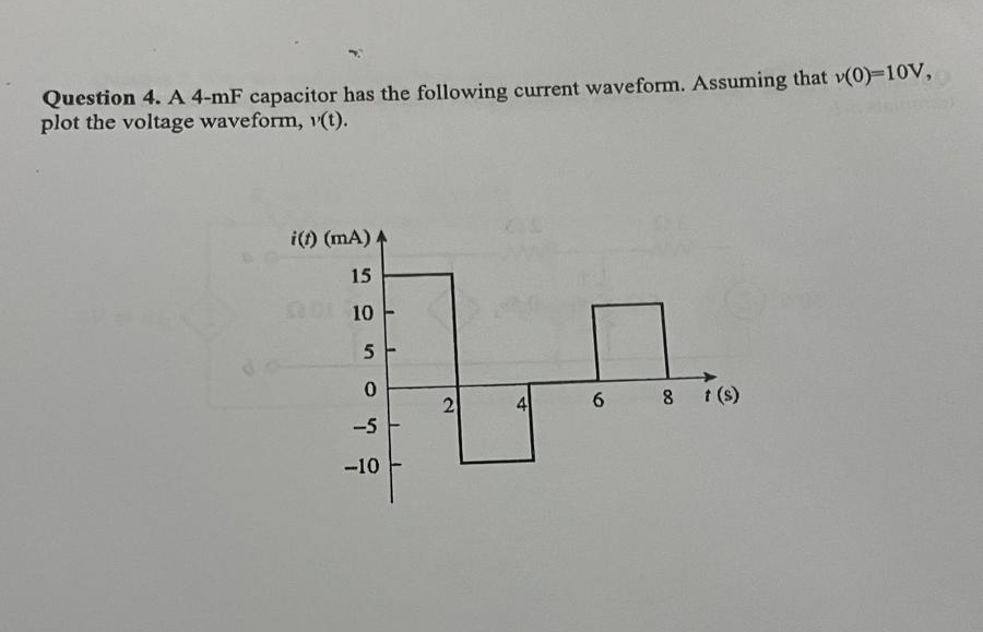 Question 4 . A 4 - mF capacitor has the following