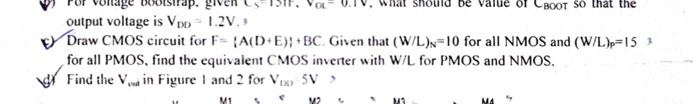 c ) Draw CMOS circuit for F = { A ( D + E ) } + B