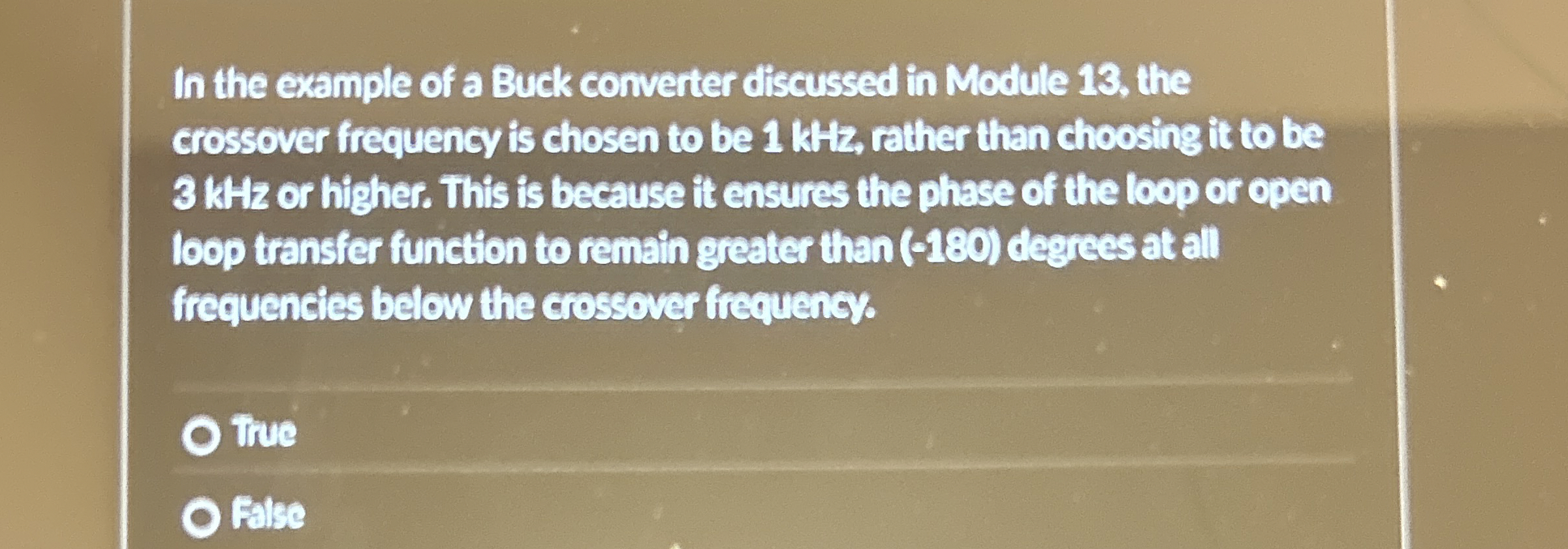 In the example of a Buck converter discussed in