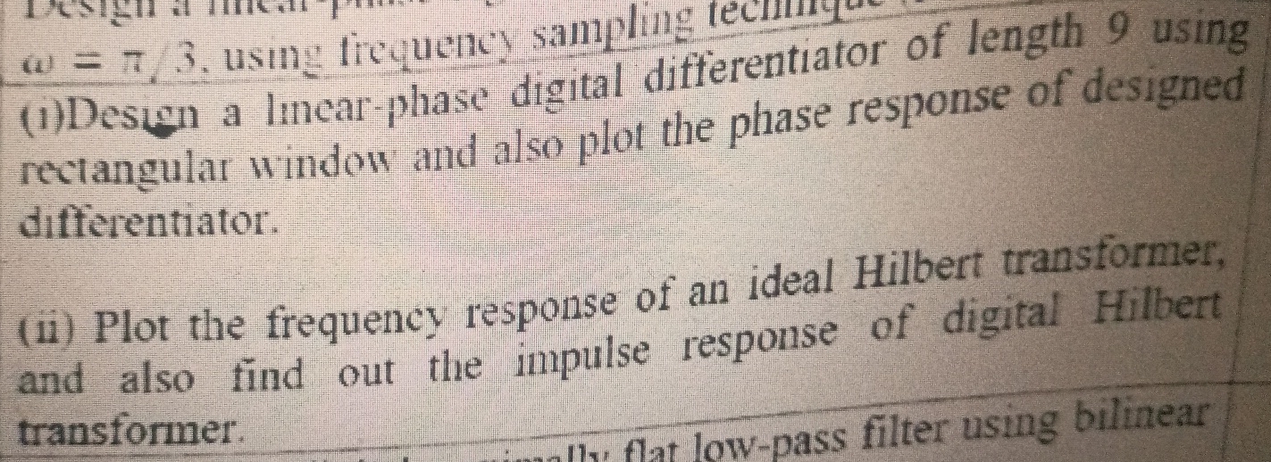 = 3 , using frequency sampling fec ( 1 ) Design a