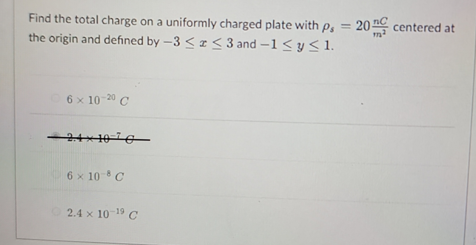 Find the total charge on a uniformly charged