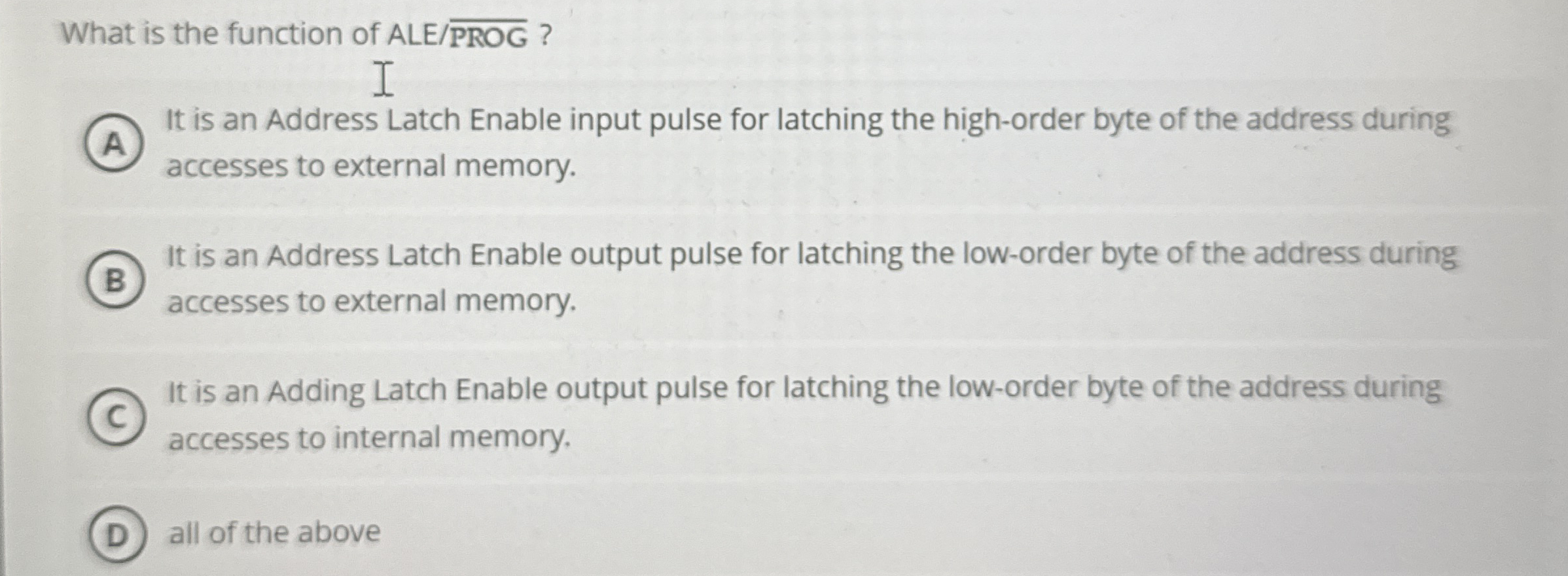 What is the function of ALE / ? b a r ( PROG ) ?