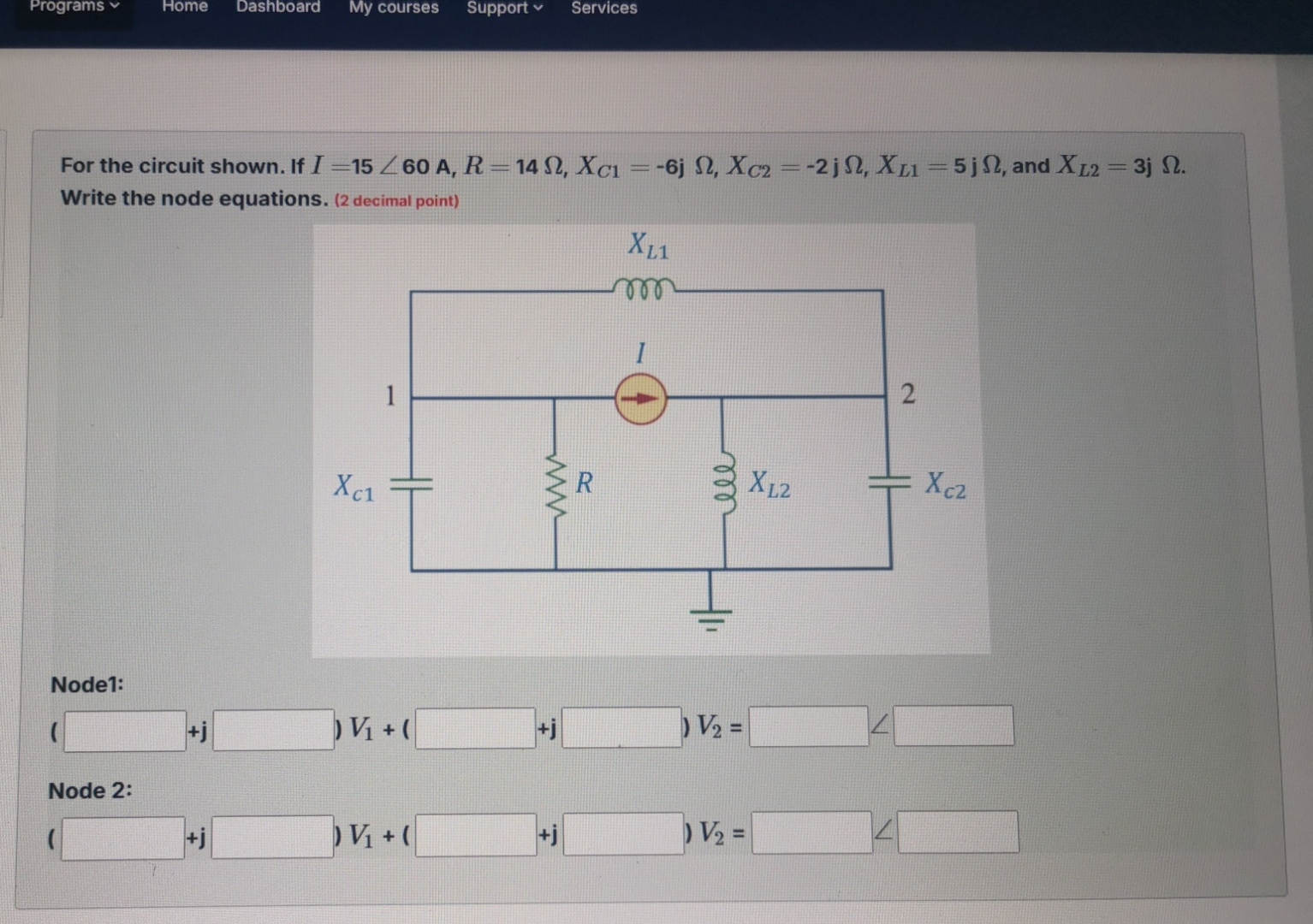 Programs Home Dashboard My courses Support
