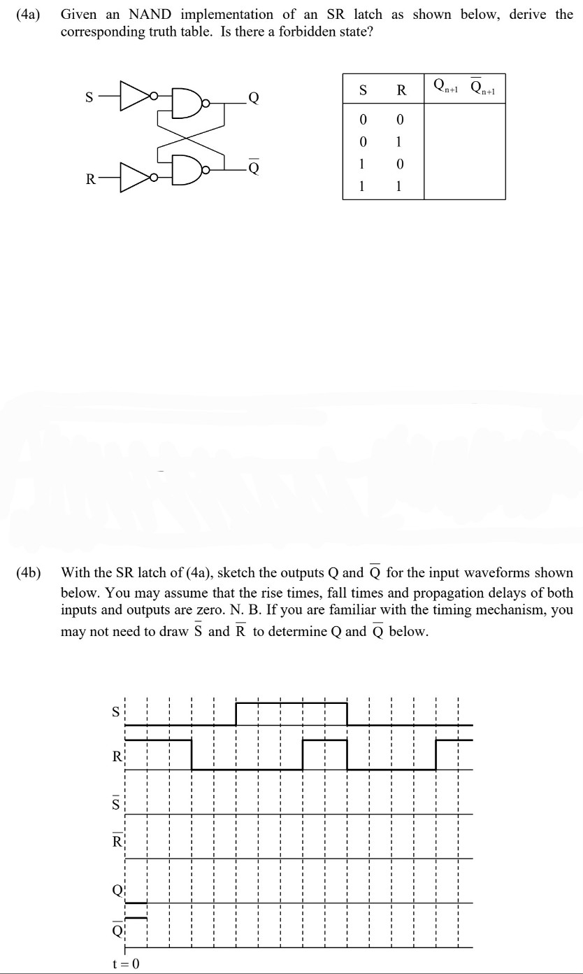( 4 a ) Given an NAND implementation of an SR