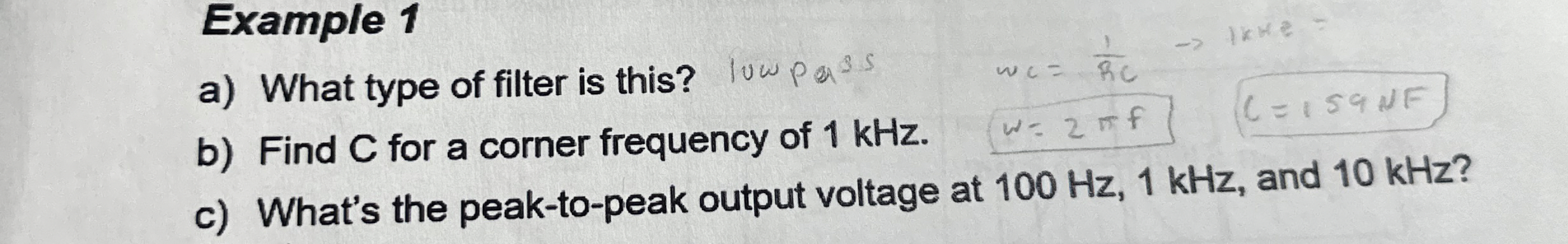 Example 1 a ) What type of filter is this? b )
