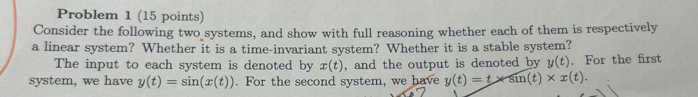 Problem 1 ( 1 5 points ) Consider the following