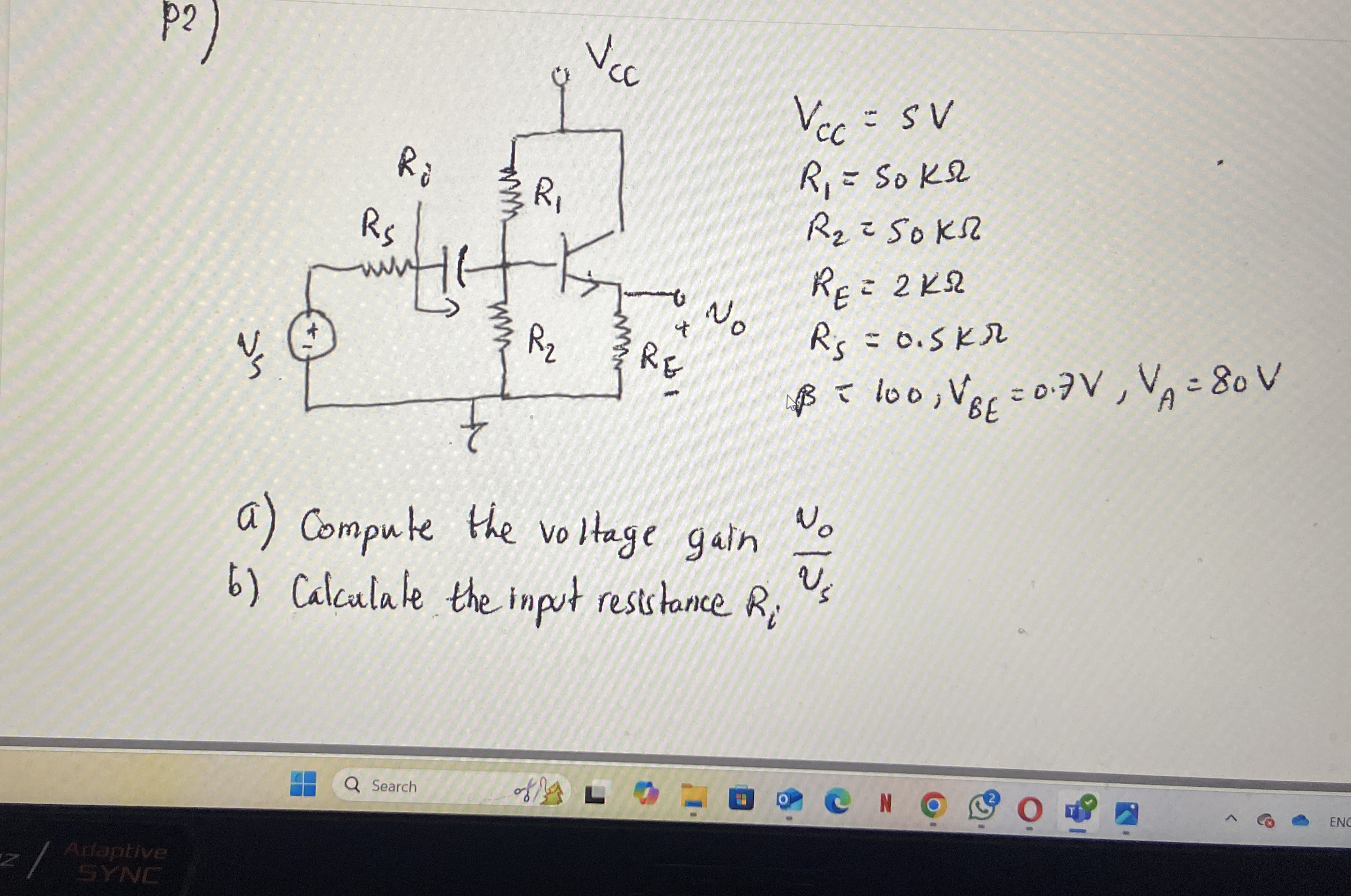 V C C = S V R 1 = 5 0 k R 2 = 5 0 k R E = 2 k R S