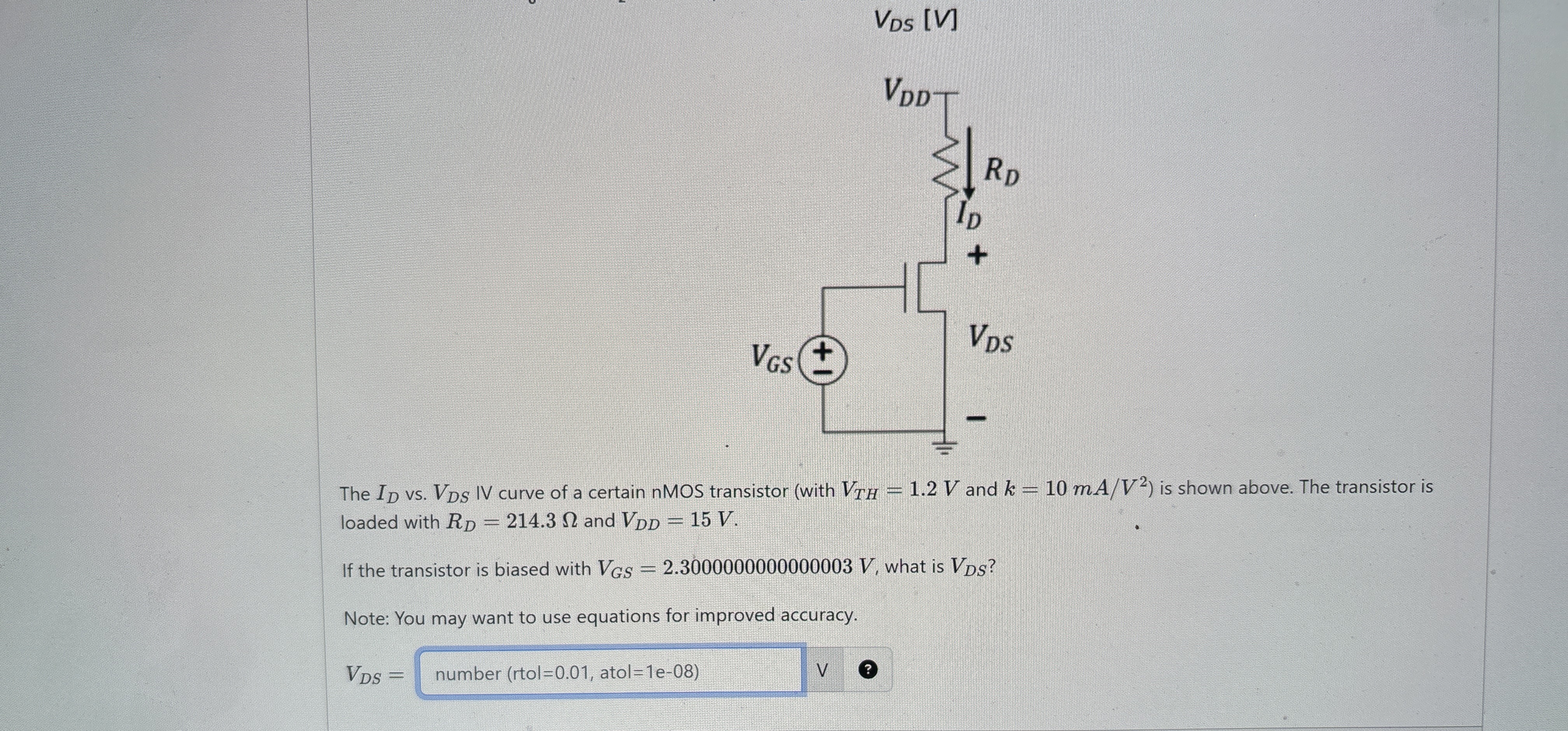 Assume our usual nMOS model where: Ohmic region I