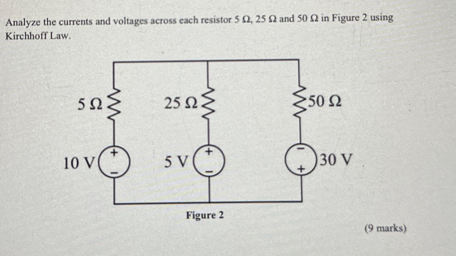 Analyze the currents and voltages across each