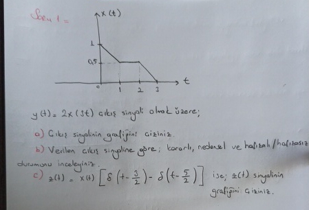 Soru : y ( t ) = 2 x ( 3 t ) cikis sinyali olmak