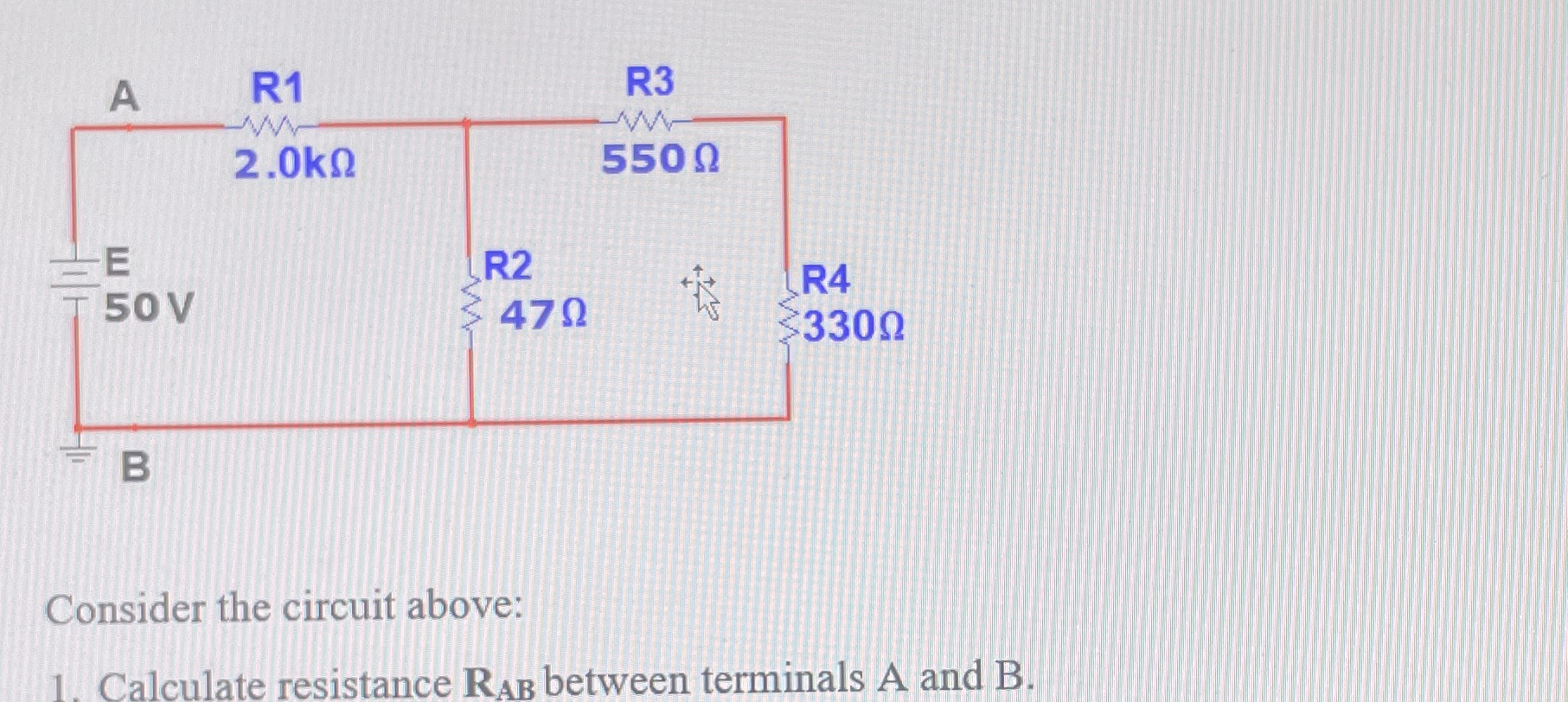 Consider the circuit above: Calculate resistance