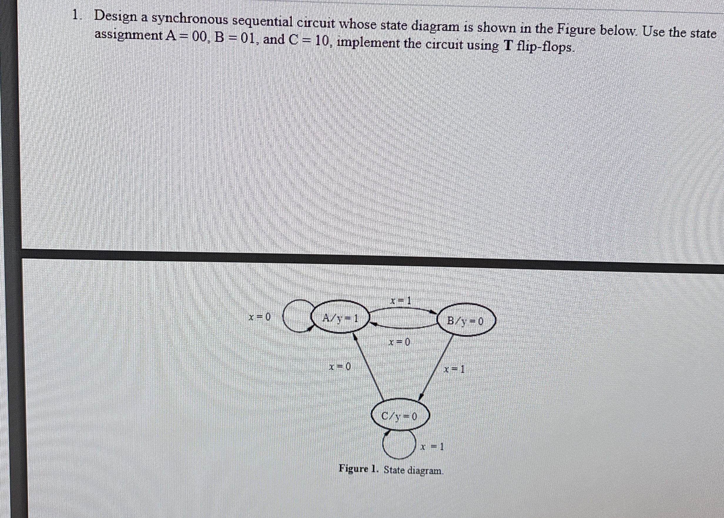Design a synchronous sequential circuit whose