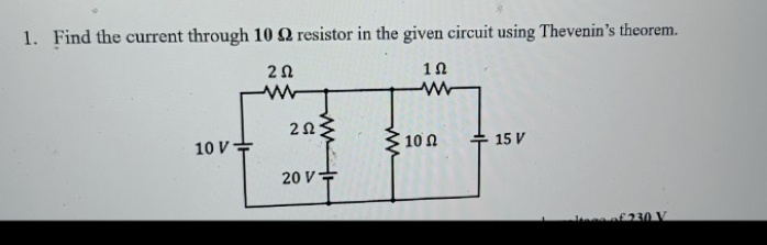 Find the current through 1 0 resistor in the