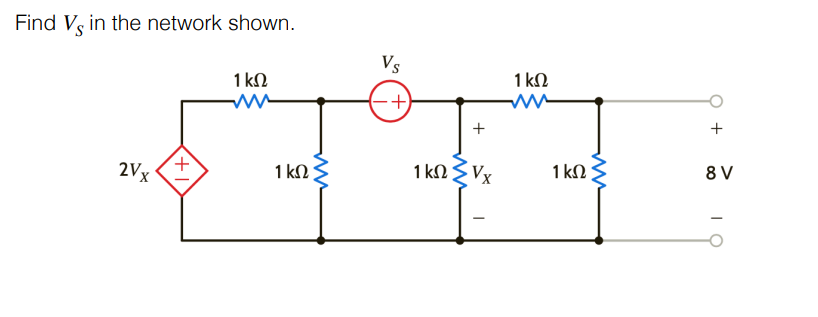 Find V _ ( S ) in the network shown.