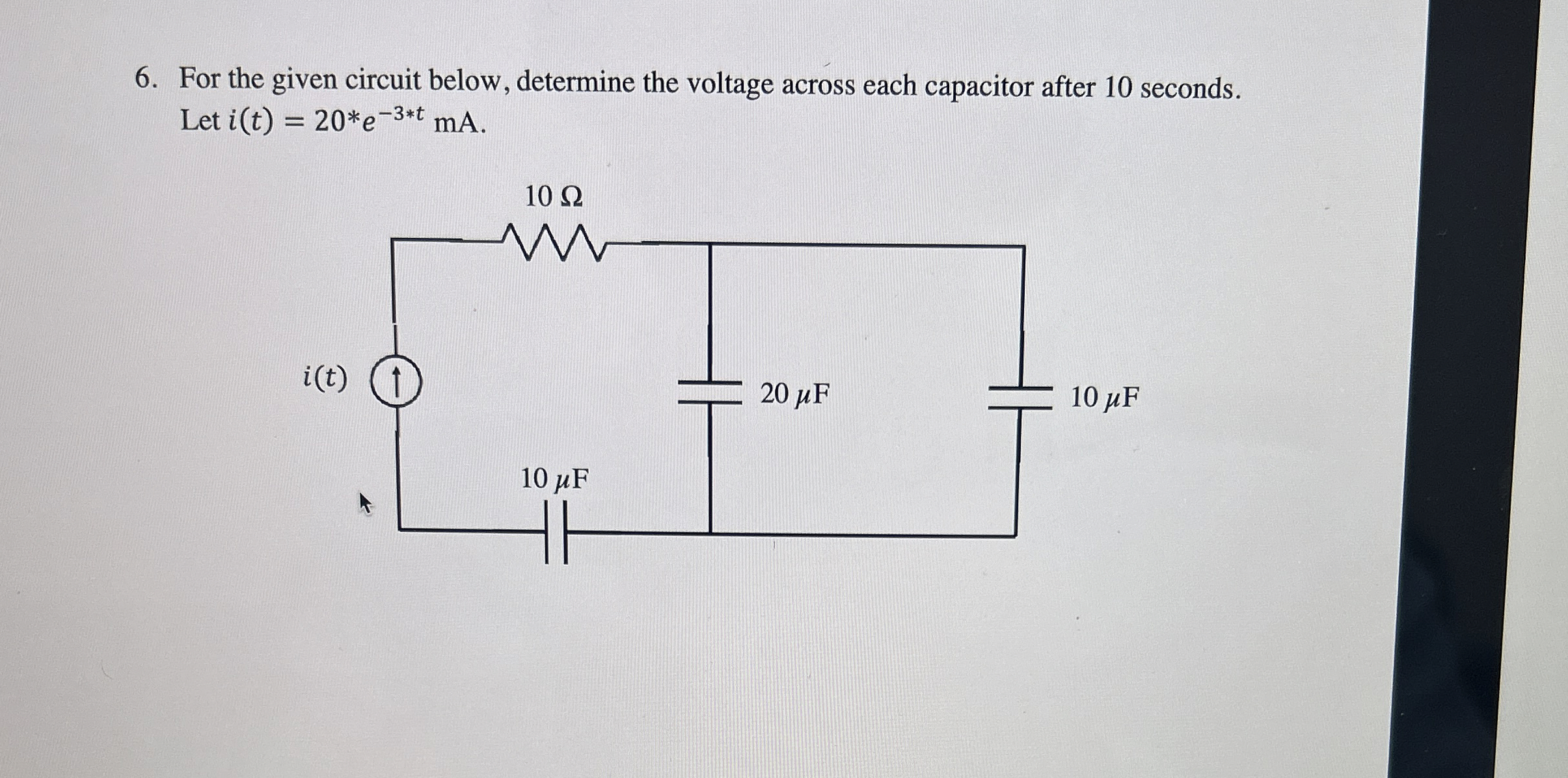 For the given circuit below, determine the