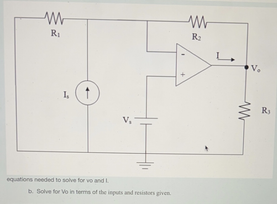 equations needed to solve for vo and I. b . Solve