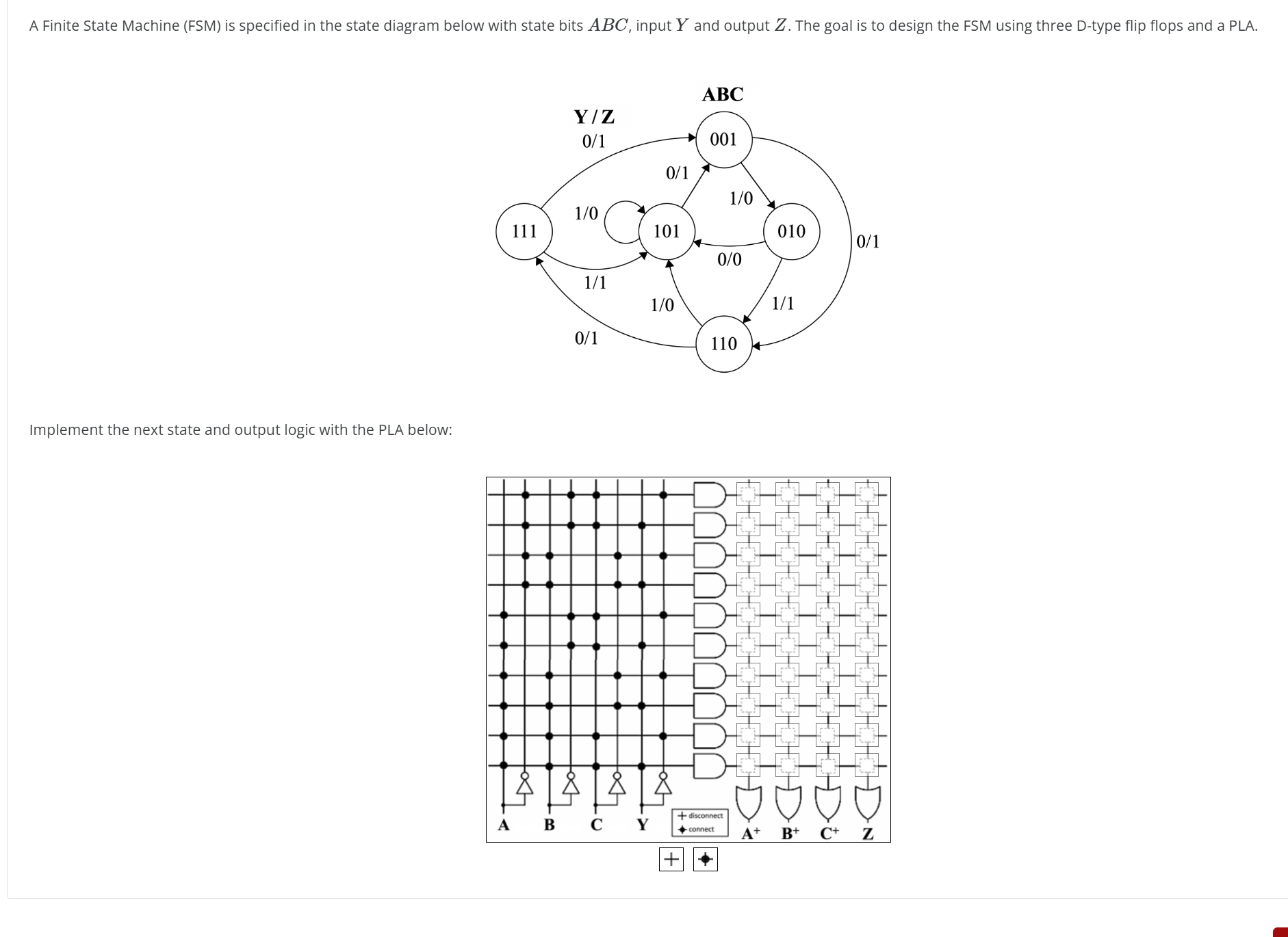 A Finite State Machine ( FSM ) is specified in