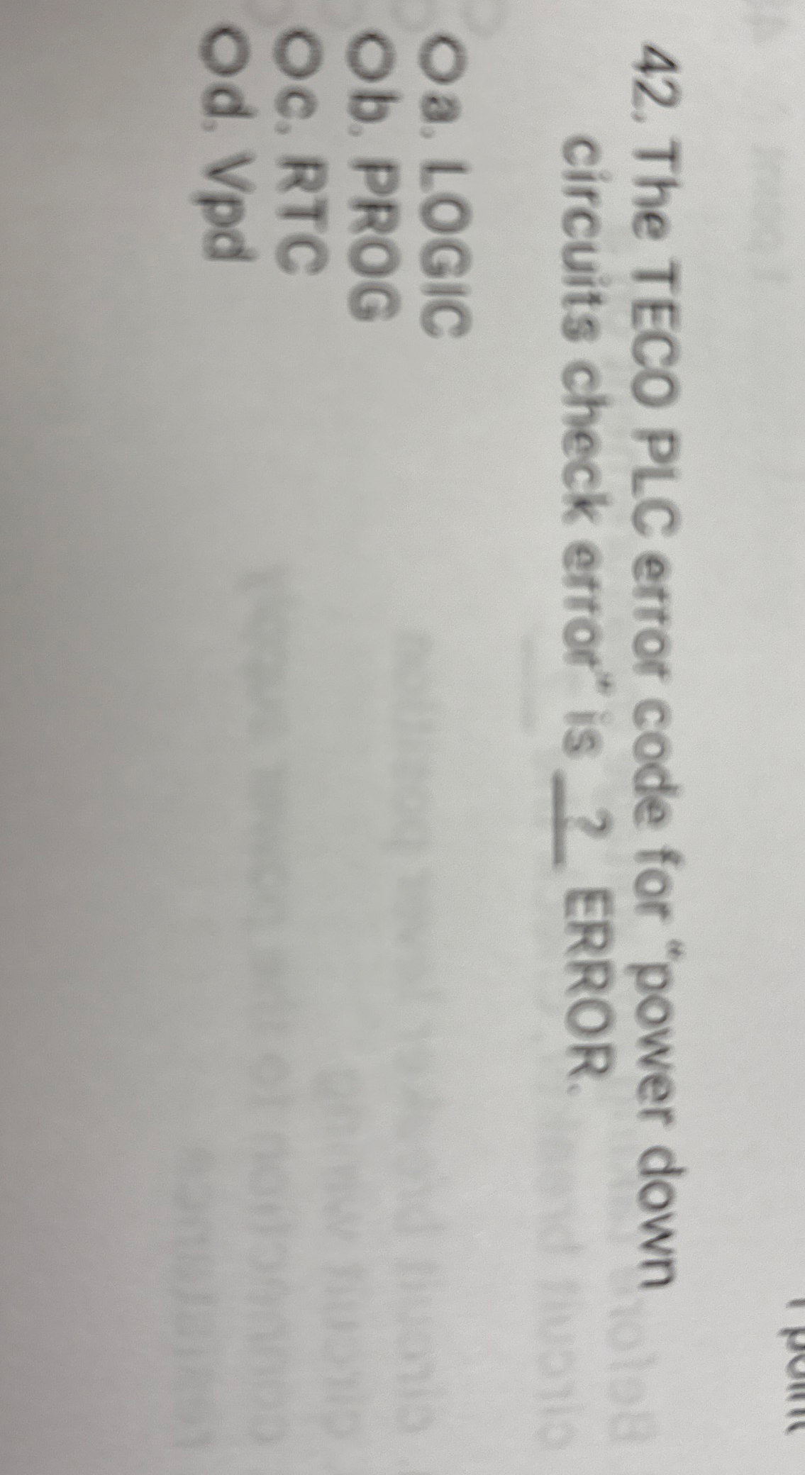 The TECO PLC error code for "power down circuits