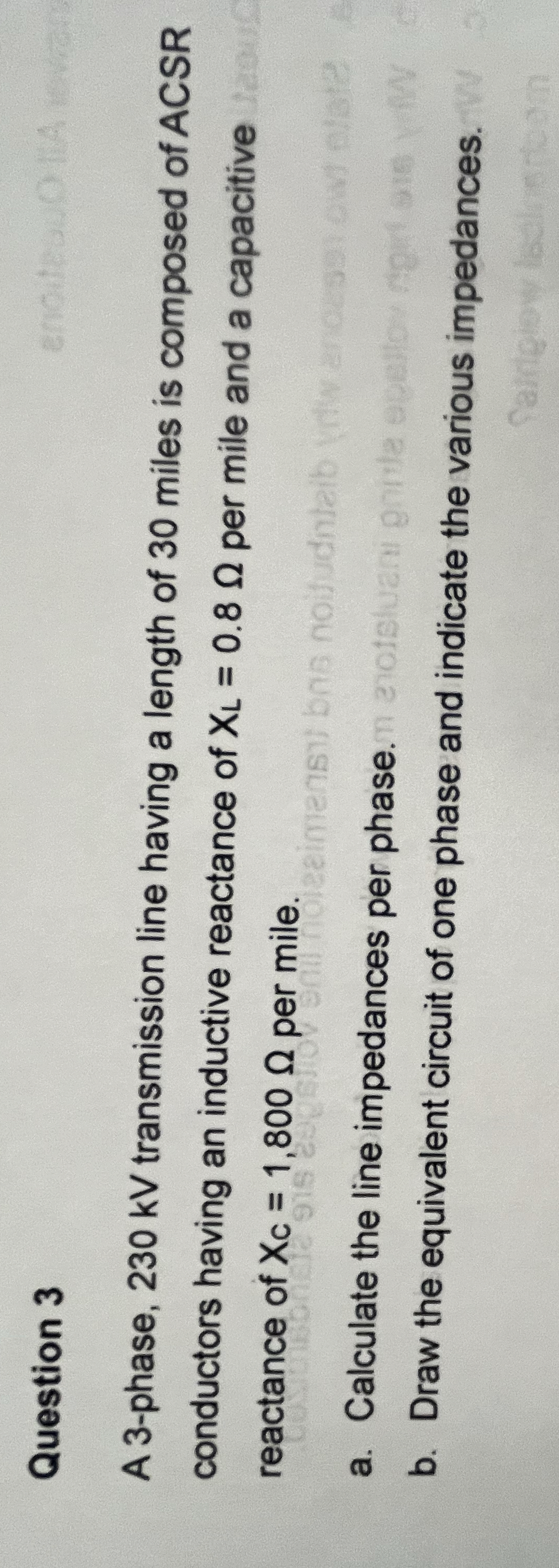 Question 3 A 3 - phase, 2 3 0 kV transmission