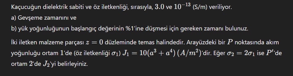Ka ucu un dielektrik sabiti ve z iletkenli i , s