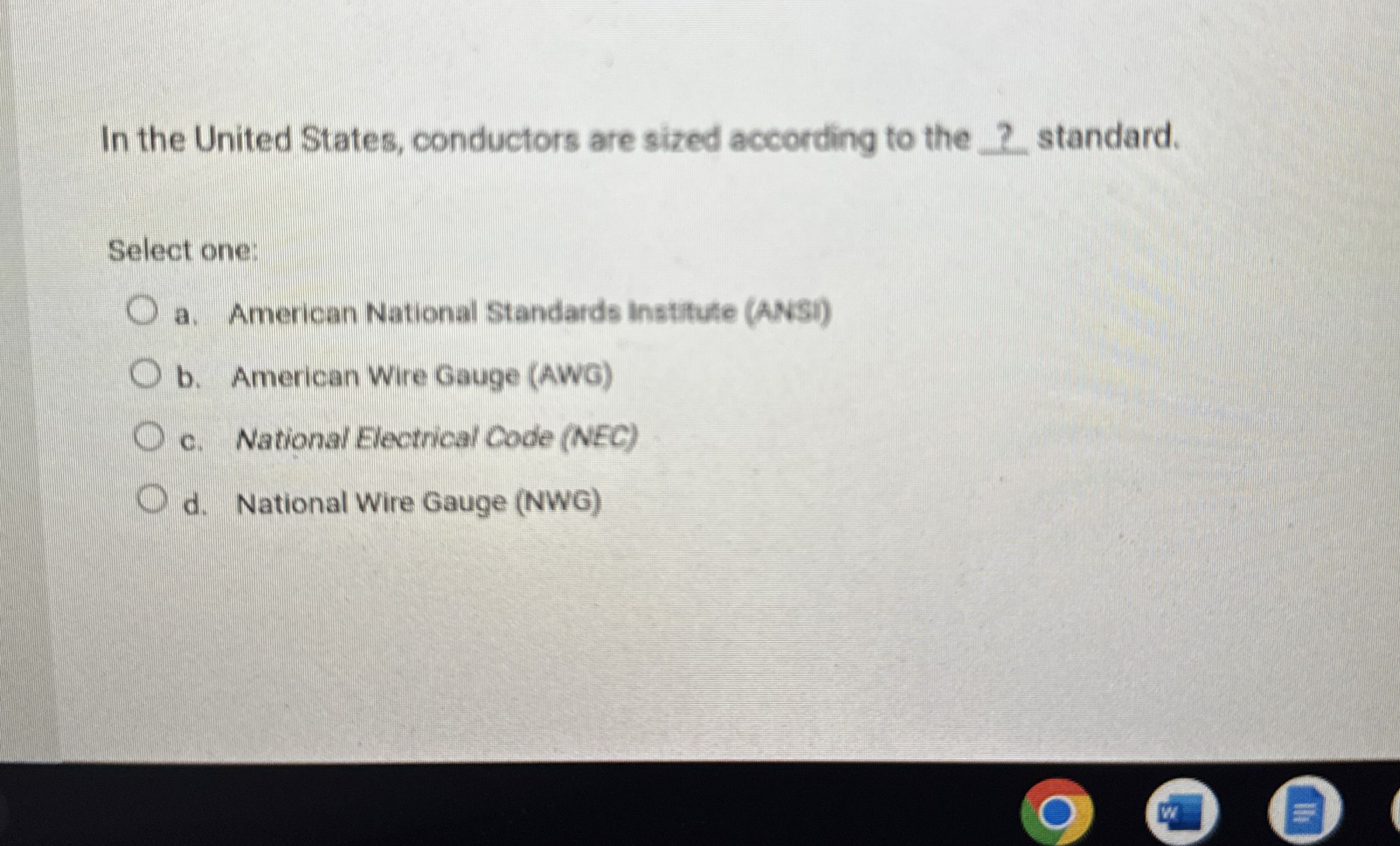 In the United States, conductors are sized