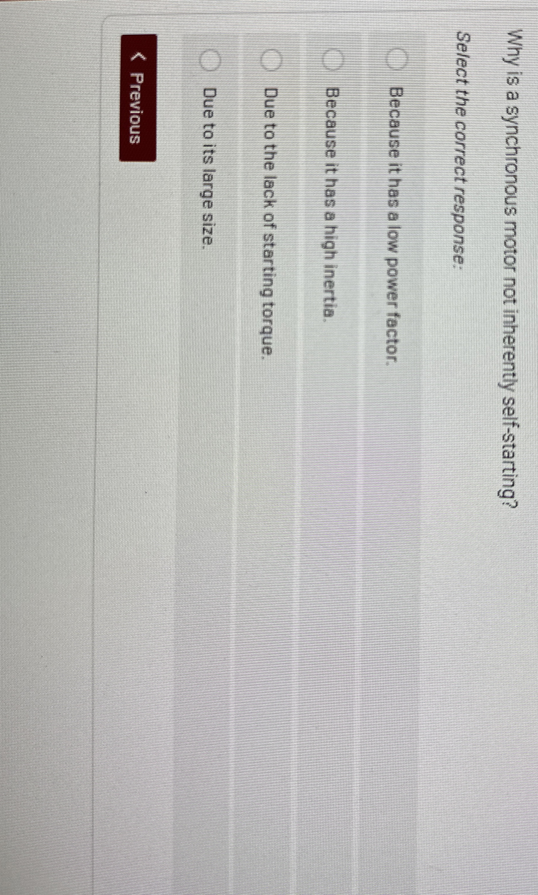 Why is a synchronous motor not inherently self -