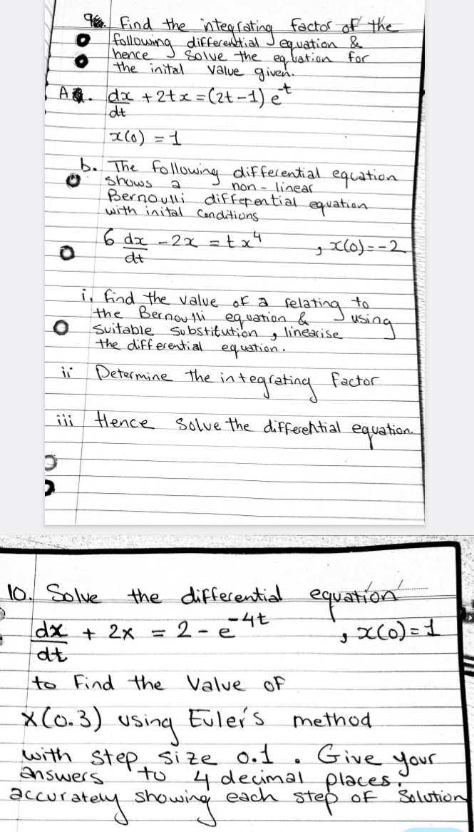 Find the integrating factor of the following