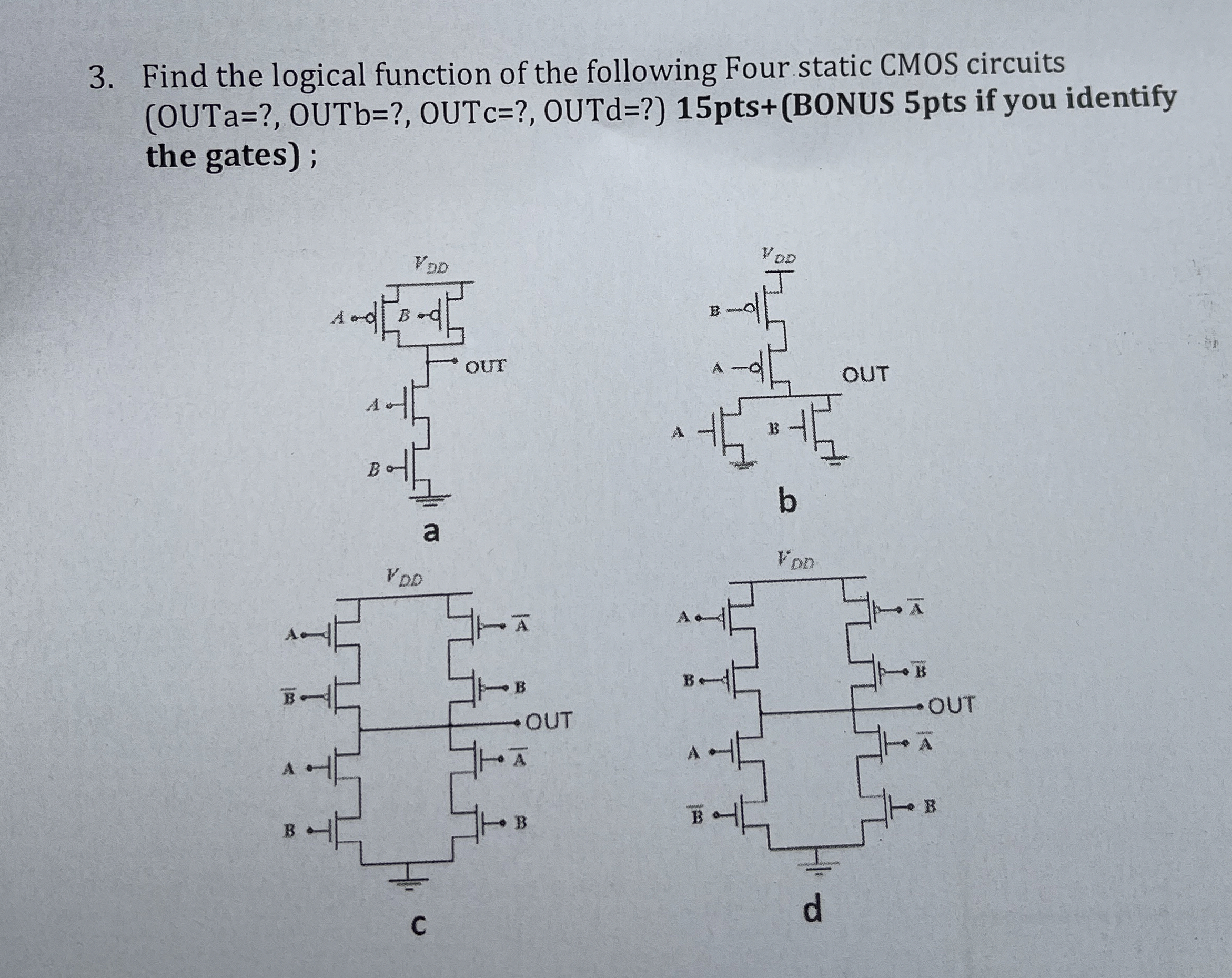 Find the logical function of the following Four