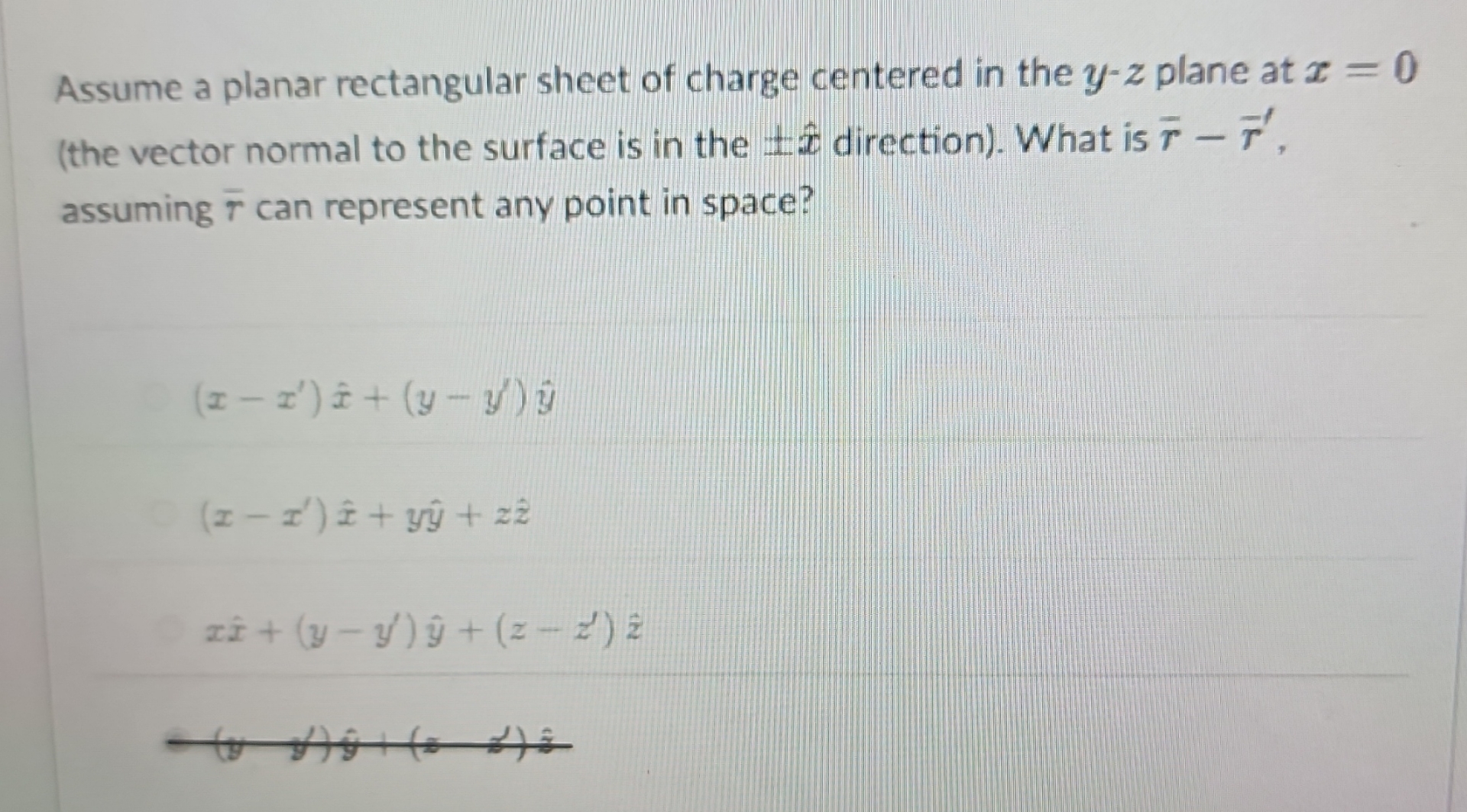 Assume a planar rectangular sheet of charge