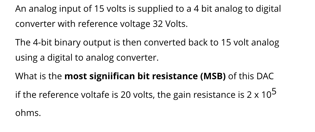 An analog input of 1 5 volts is supplied to a 4