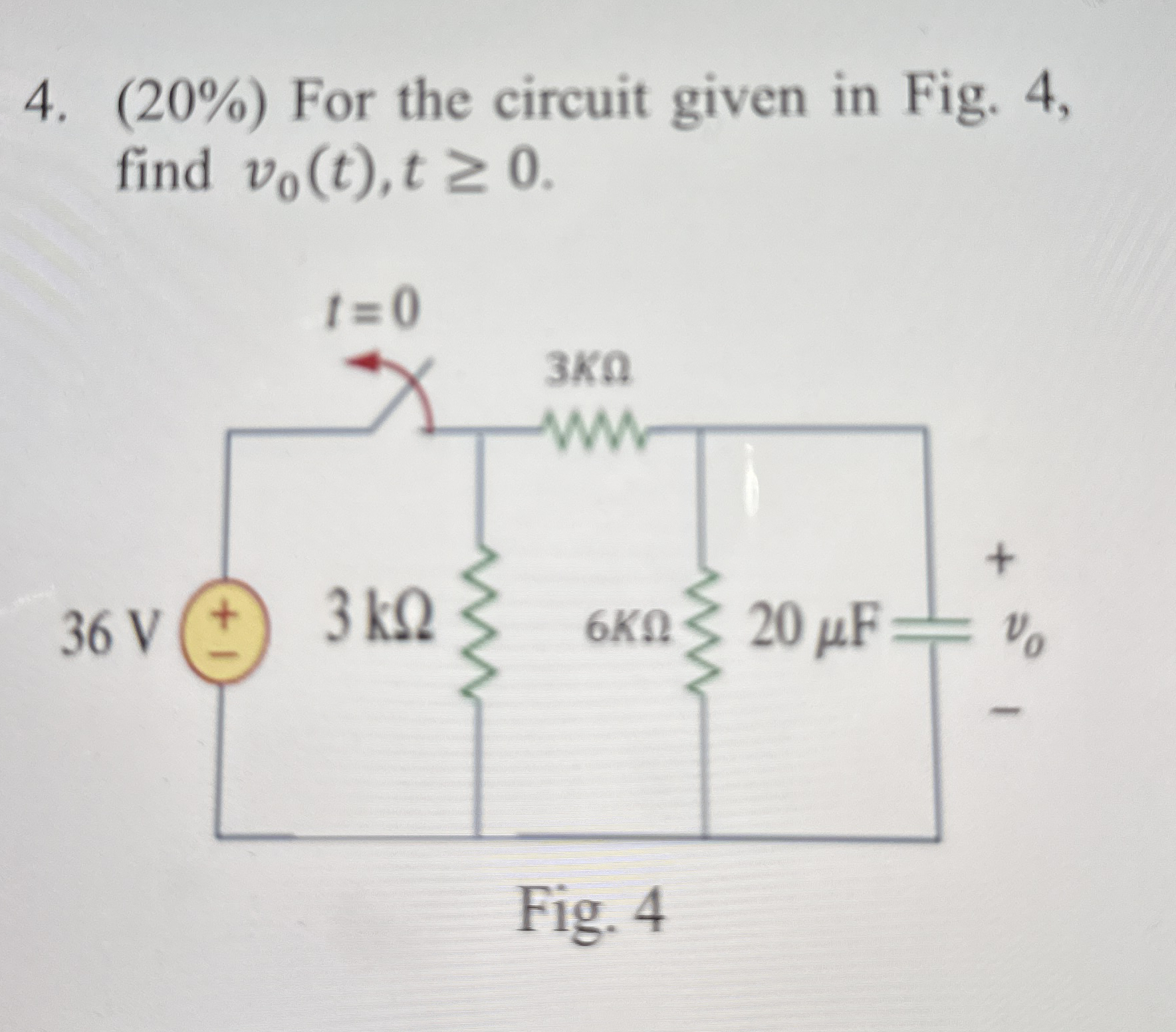 ( 2 0 % ) For the circuit given in Fig. 4 , find