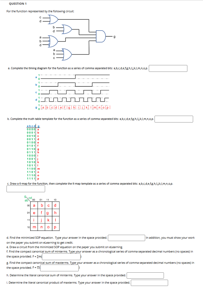 QUESTION 1 For the function represented bv the