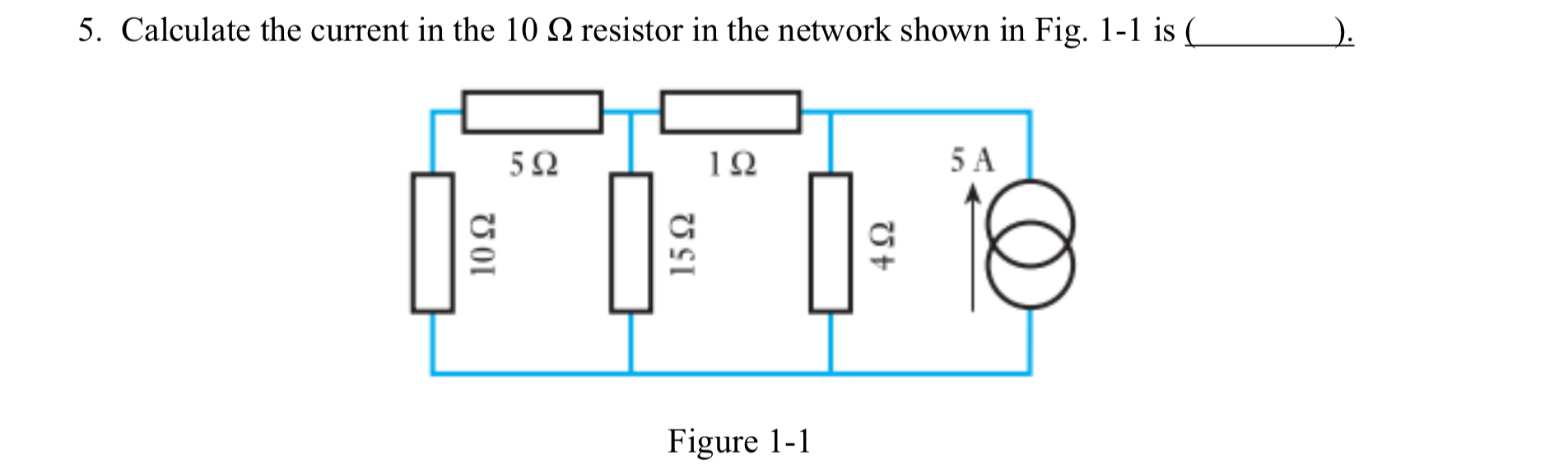 Calculate the current in the 1 0 resistor in the
