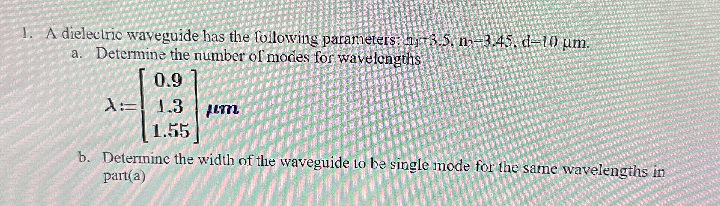 A dielectric waveguide has the following
