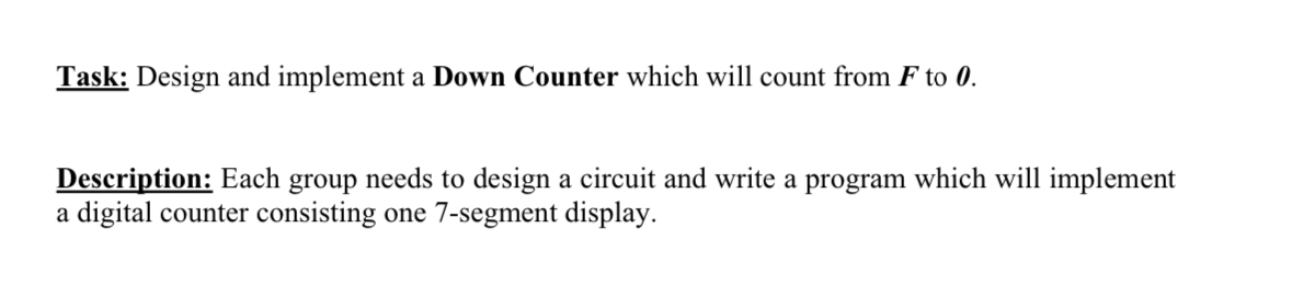 Task: Design and implement a Down Counter which