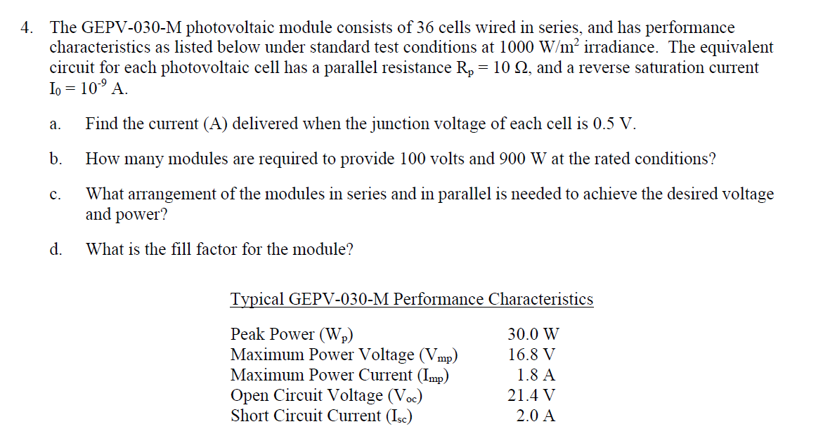 4 . The GEPV - 0 3 0 - M photovoltaic module