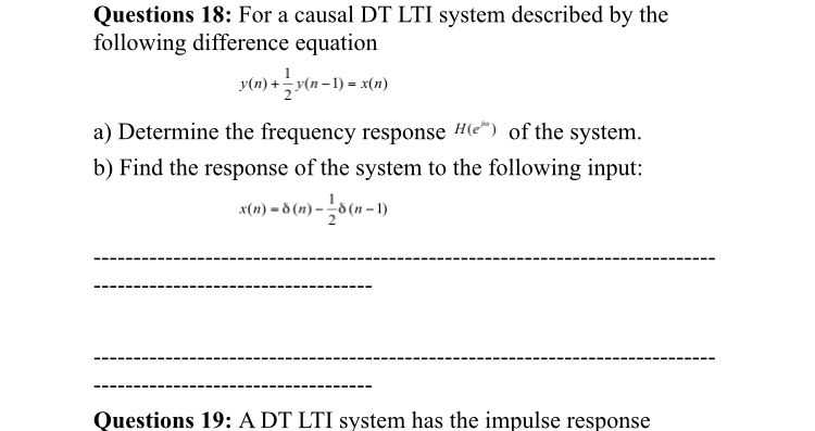 Questions 1 8 : For a causal DT LTI system